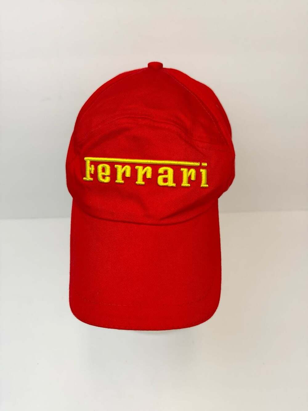 Ferrari Vintage Red Racing Baseball Cap With Yellow Logo Strapback One Size